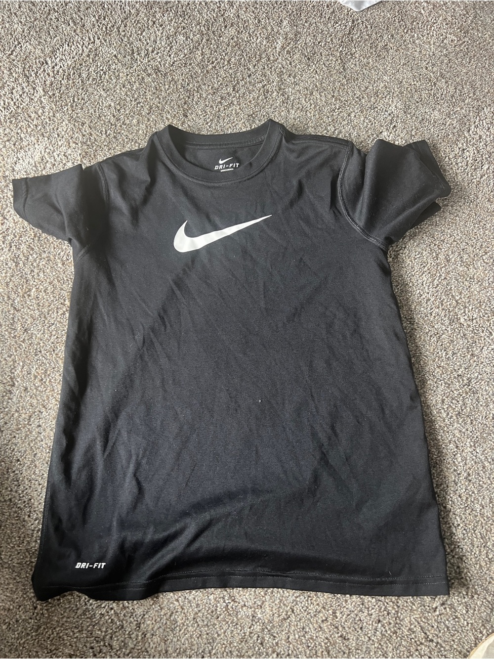 Nike Black Short Sleeve Dri-FIT Tee with White Swoosh